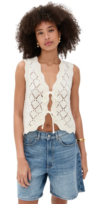 Line & Dot Aleza Tied Sweater Vest Ivory