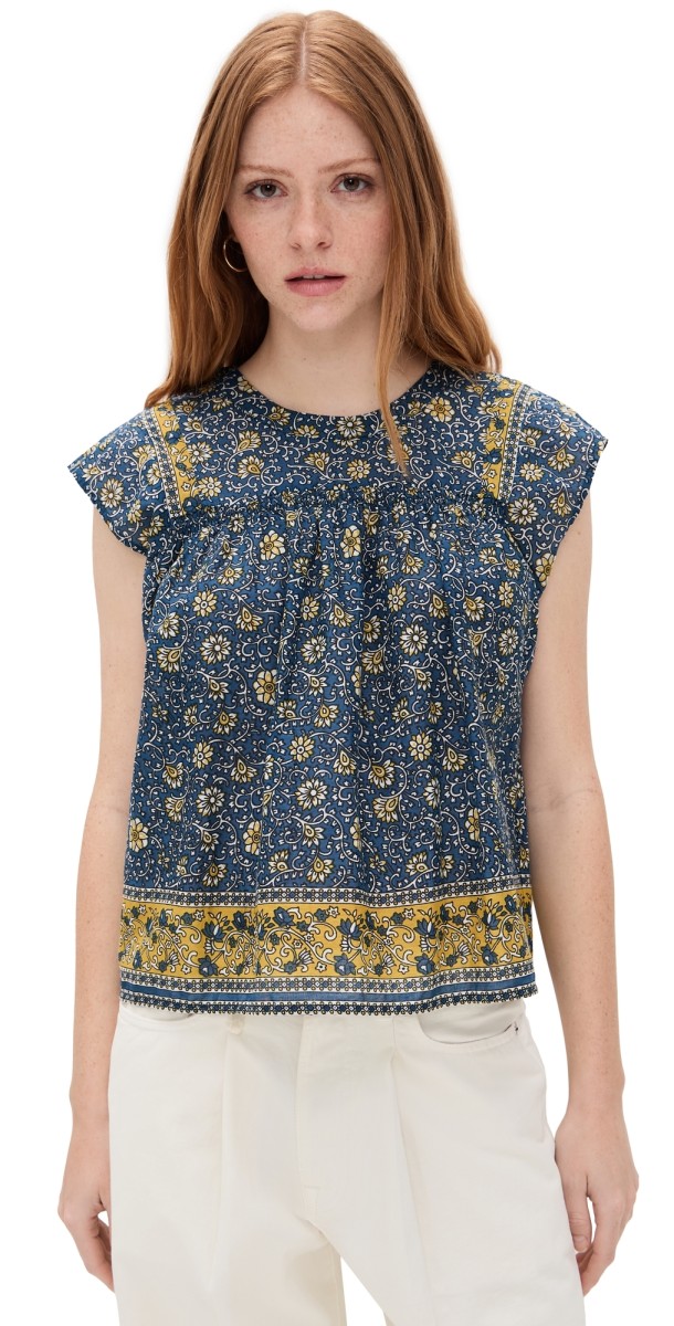 Velvet Selene Top Blue Floral