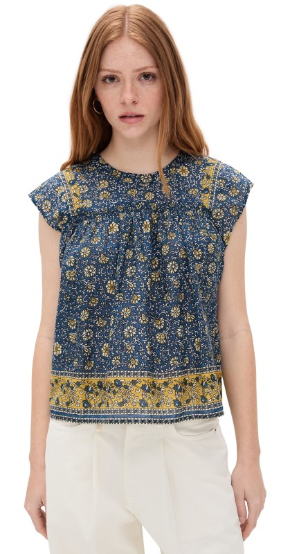 Velvet Selene Top Blue Floral