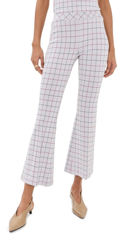 Rosetta Getty Pull On Cropped Flare Pants Navy/Red