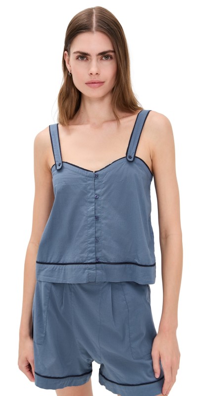THE GREAT. The Western Sleep Cami Blue Dusk