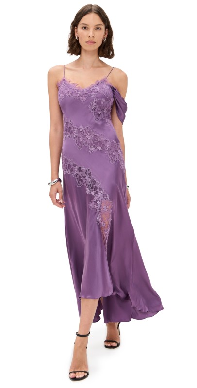 AMUR Reese Cascade Lace Gown Violet Daze