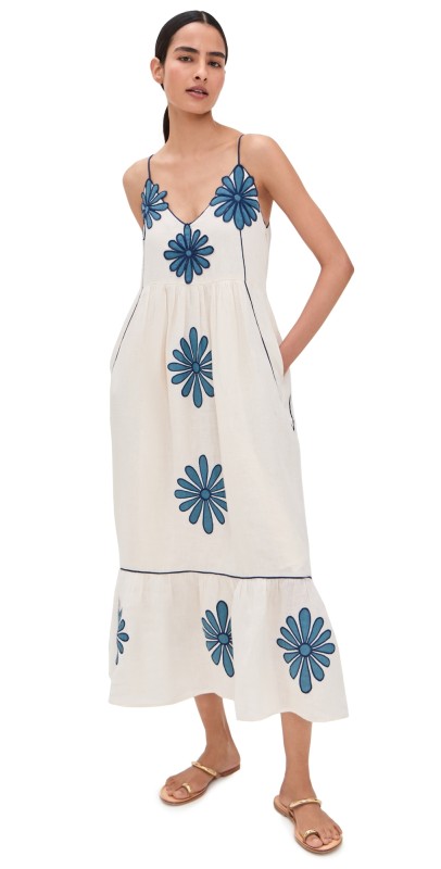 Carolina K Carmen Dress Ivory Flowers