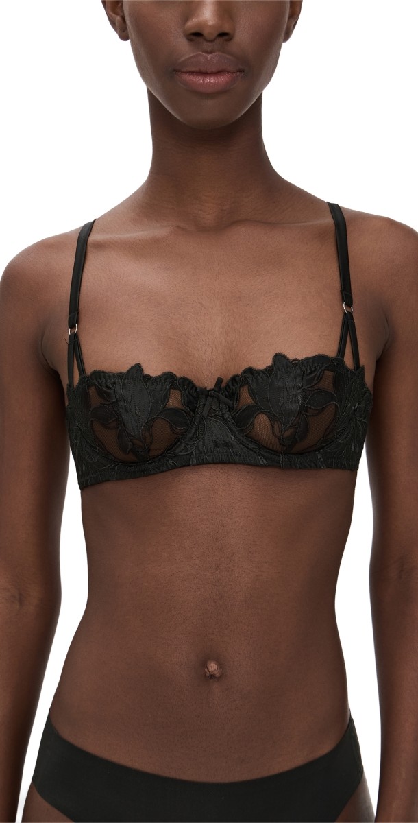 Fleur du Mal Lily Embroidery Balconette Bra Black