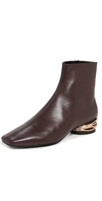 SIMKHAI Gia Leather Ankle Boots Hickory Gold