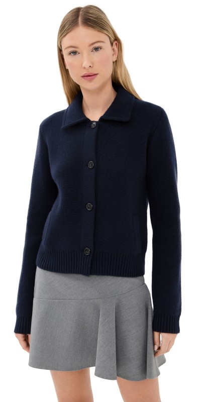 LISA YANG Lynna Cashmere Cardigan Jacket Navy
