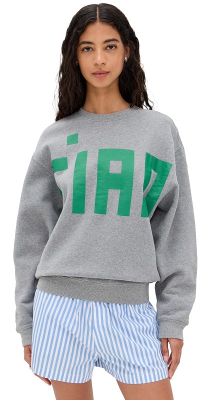 Clare V. Oversized Sweatshirt Grey Melange Fern Grand Block