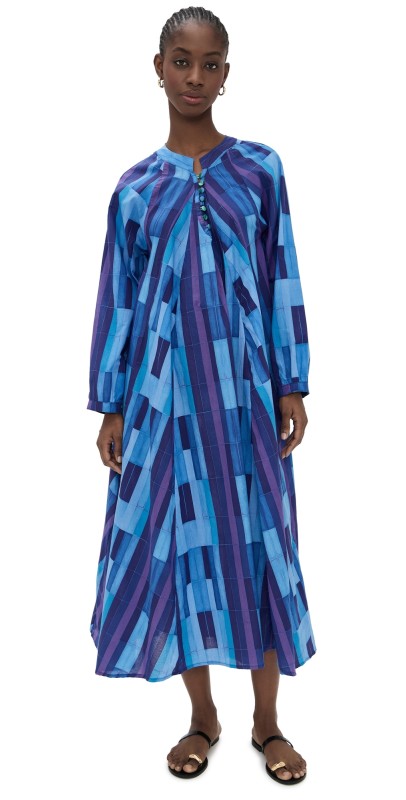 Natalie Martin Collection Fiore Maxi Dress Sea Glass Cotton Blue