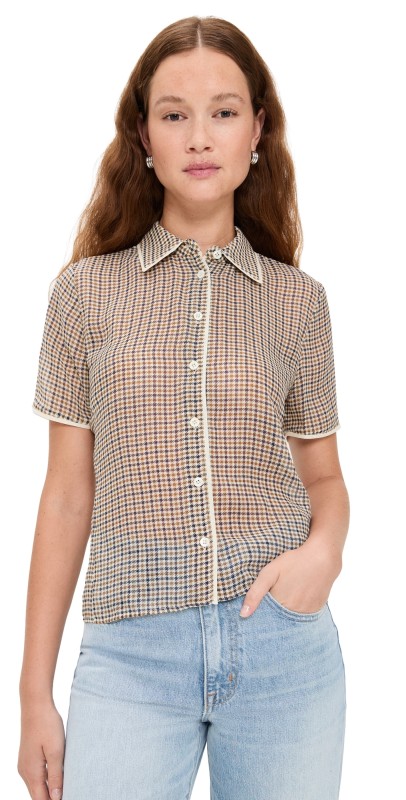 FRAME The Houndstooth Top Houndstooth Multi