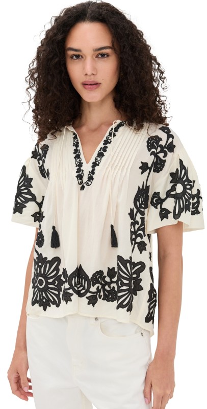 Sea Liliana Applique Top Black