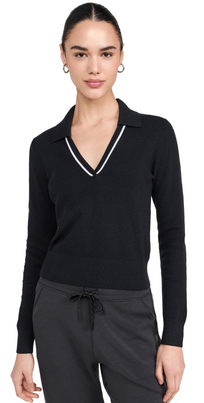 Rhone Birdie Sweater Long Sleeve Polo Black