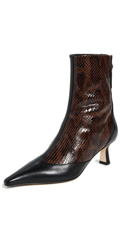 AEYDE Sila Snake Print Calf/Nappa Leather Heels Moka/Black