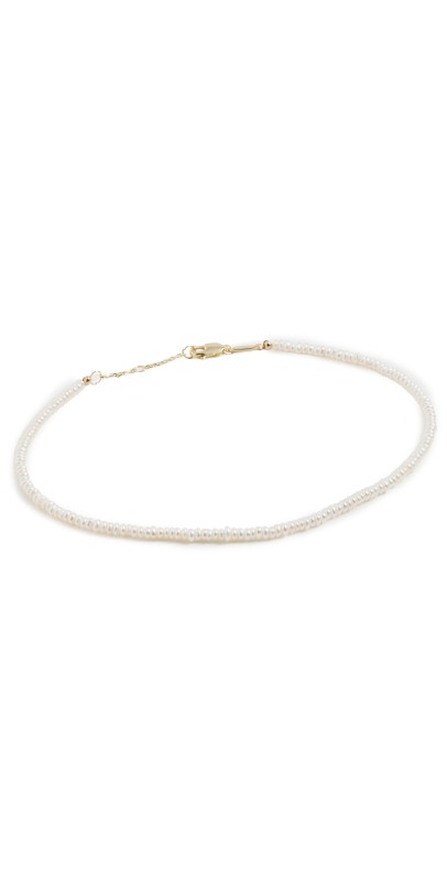 SHASHI Loafer Anklet in Pearl Pearl