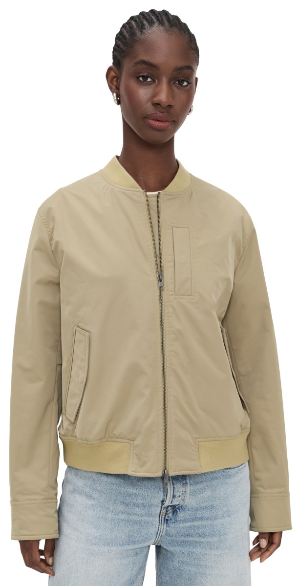 Vince Relaxed Tech Bomber Jacket Fawn