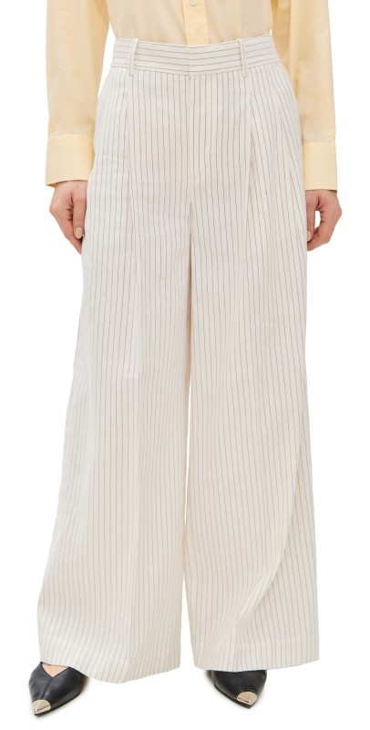 Madewell The Superwide-Leg Trousers Tan And Black Stripe