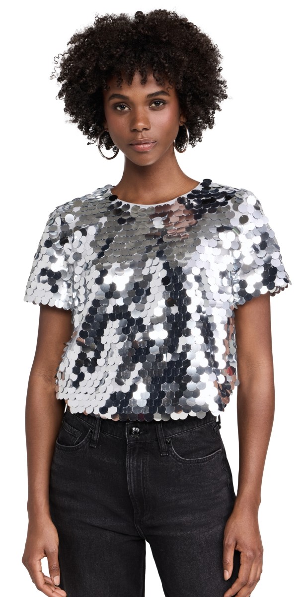 endless rose Fisheye Sequins Top Silver
