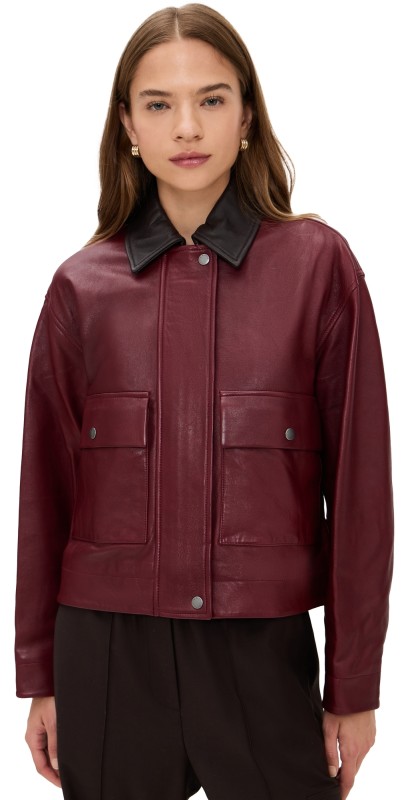 rag & bone Nonie Leather Jacket Burgundy