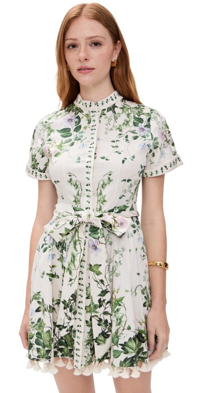 alice + olivia Lucy Rolled Sleeve Mini Shirt Dress Ivy Romance