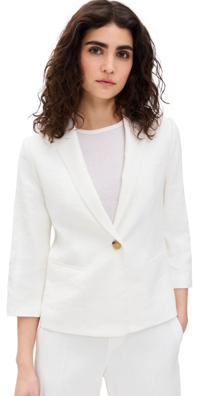 Vince Linen Shrunken Blazer Off White