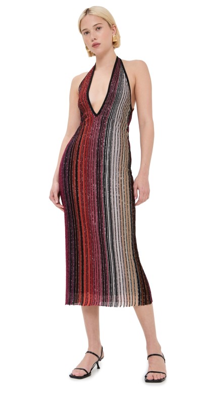 Missoni Sleeveless Long Dress Red And Black Tones