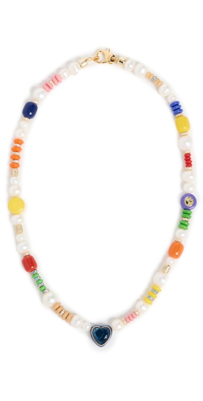 Martha Calvo Crystal Heart Necklace Multi/Pearl