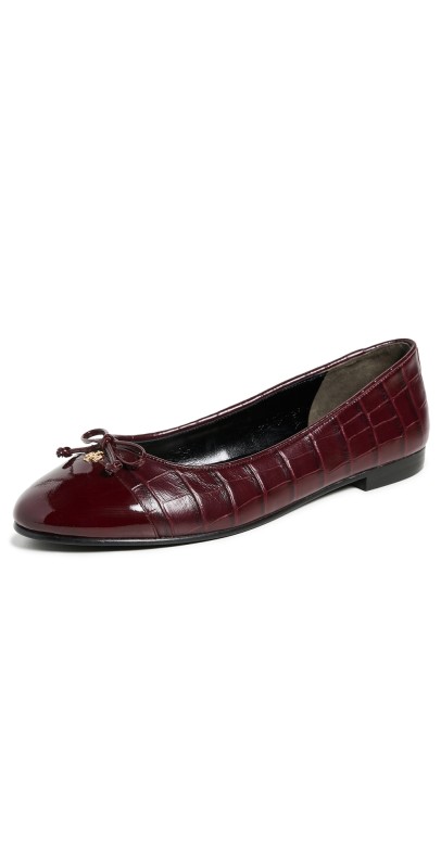 Tory Burch Cap Toe Ballet Flats Deep Burgundy