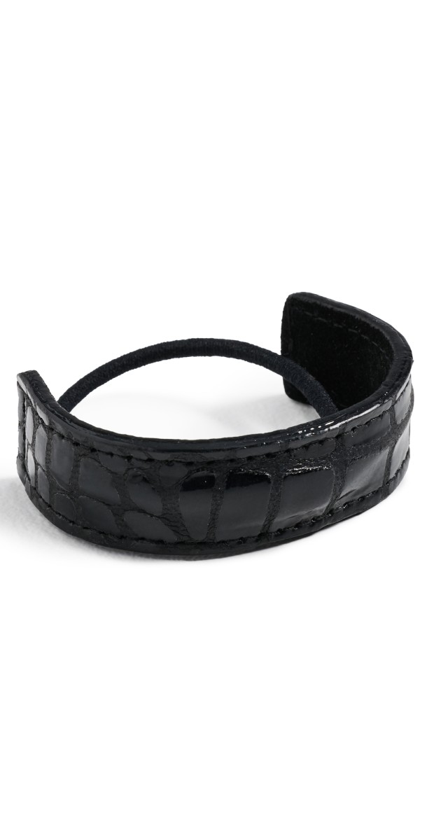 Jennifer Behr Mini Leather Pony Wrap Black Croc