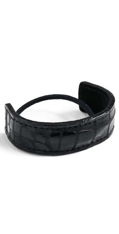 Jennifer Behr Mini Leather Pony Wrap Black Croc