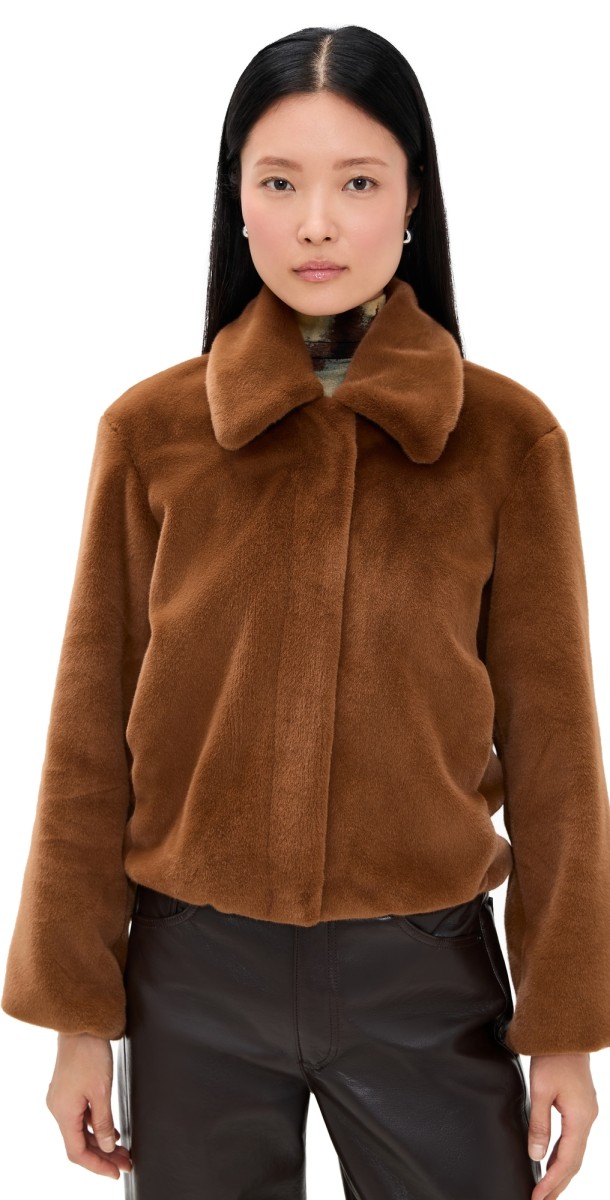 Theory Faux Fur Coat Wood