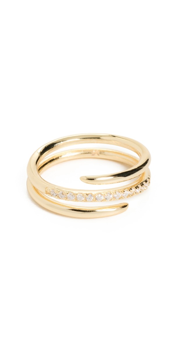 By Adina Eden Pave Solid Triple Wrap Ring Gold