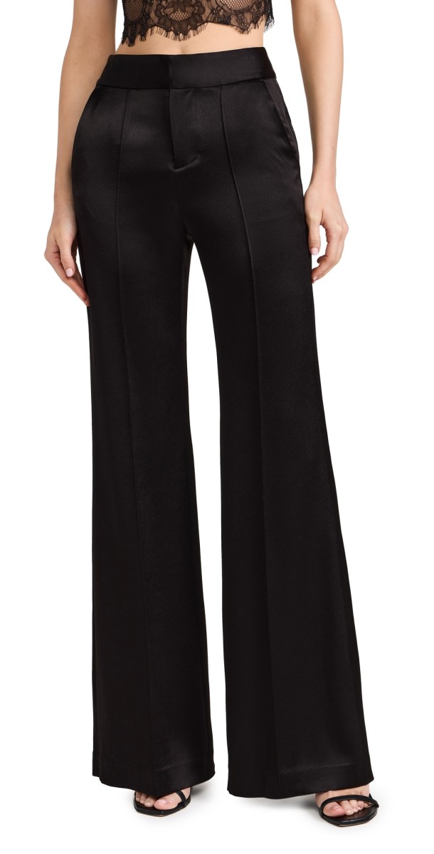 alice + olivia Dylan Satin Pants Black