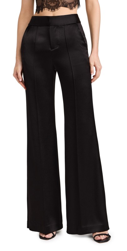 alice + olivia Dylan Satin Pants Black