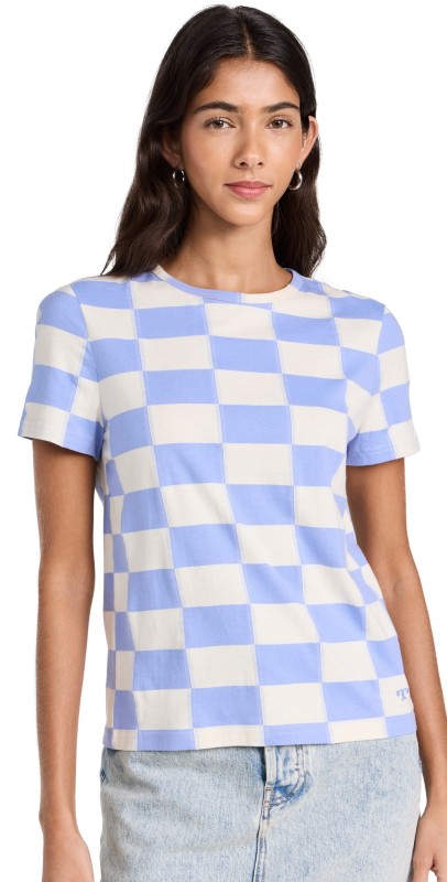 Tory Burch Checkerboard T-Shirt Passion Flower/French Cream