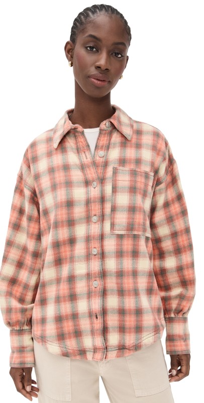 Free People Ashley Plaid Shirt Sand Combo/Gia Pla