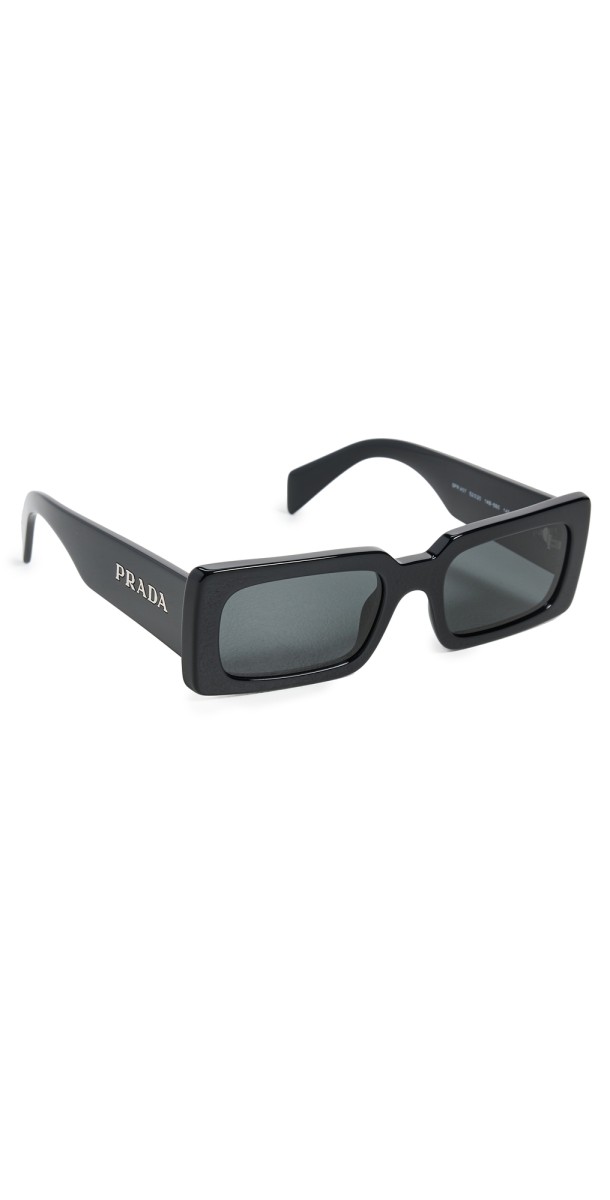 Prada Rectangular Acetate Sunglasses Black