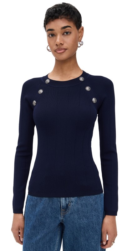 L'AGENCE Gretchen Button Pullover Midnight/Nickel