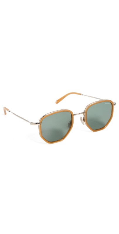 Illesteva Hunter Ace Sunglasses Honey/Silver w/ Olive Lenses
