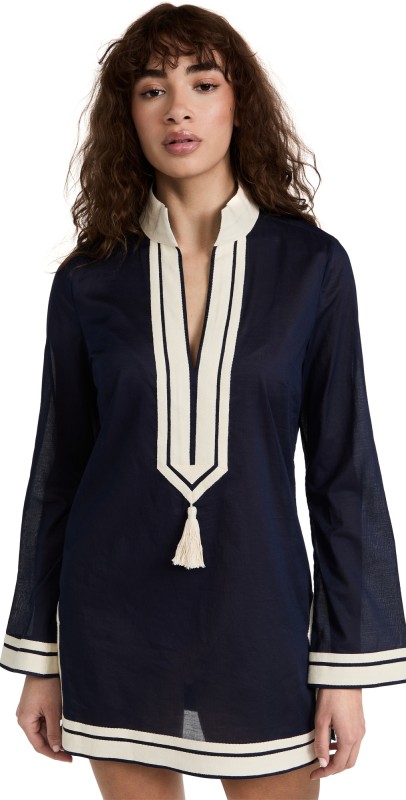 Tory Burch Solid Tassel Tunic Dress Tory Navy