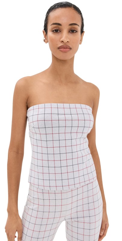 Rosetta Getty Strapless Bandeau Navy/Red