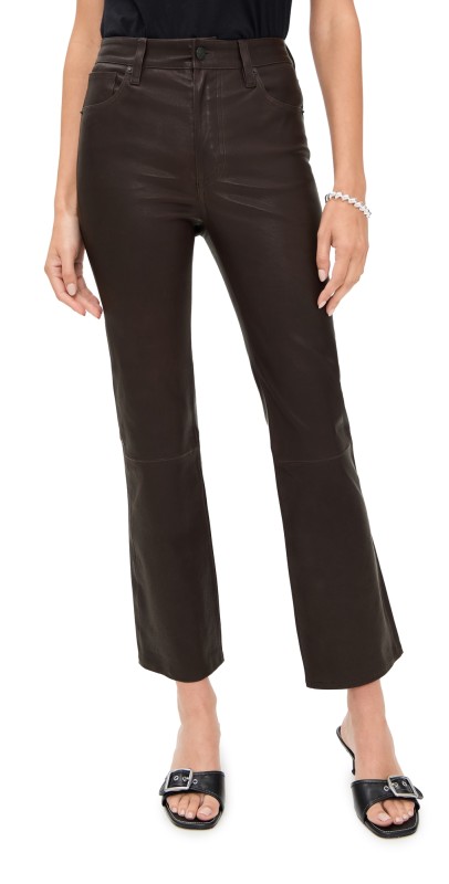 FRAME The Leather Reboot Crop Pants Truffle