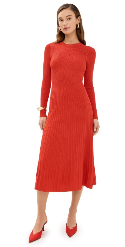 Veronica Beard Nami Knit Dress Poppy