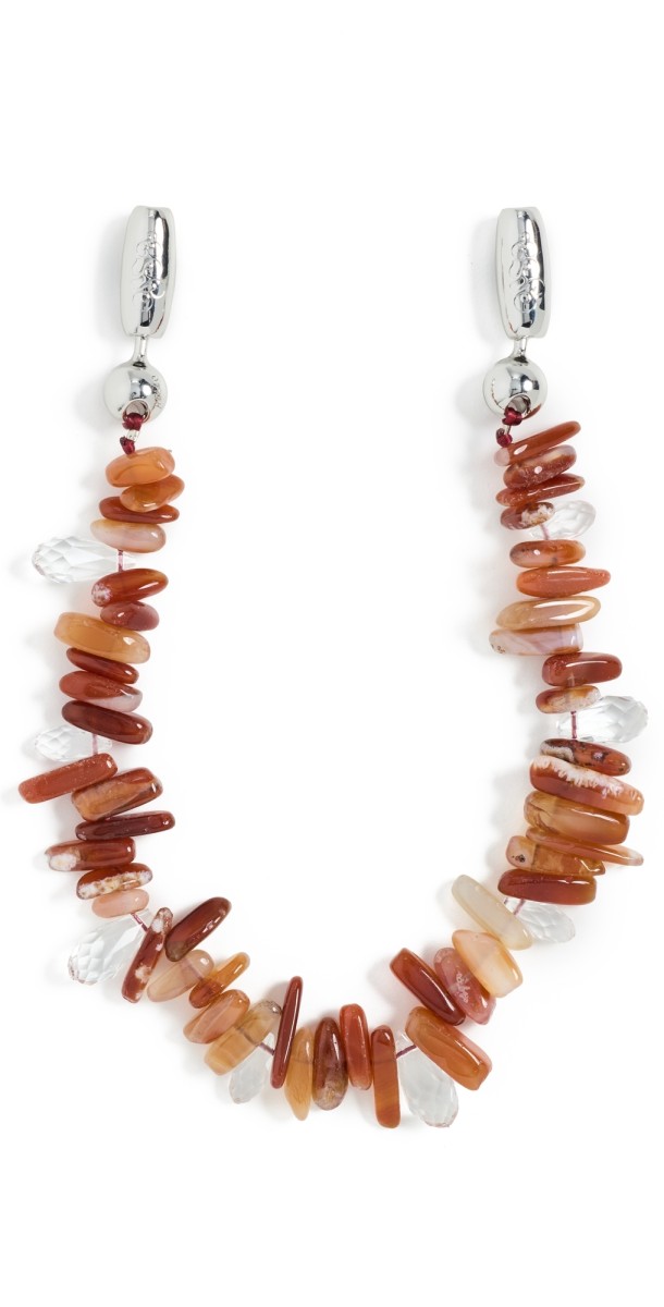Ossa Stacked Gemstone Wristlet Red Agate/Crystal