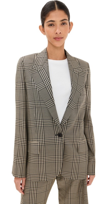 Acne Studios Plaid Summer Suit Jacket Multi Brown