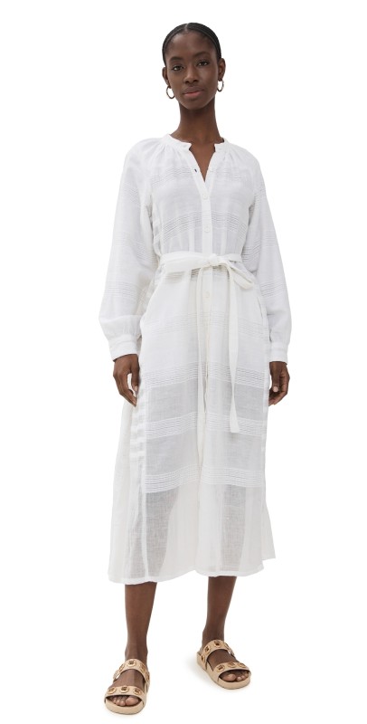 lemlem Makeda Button Up Dress Abira White