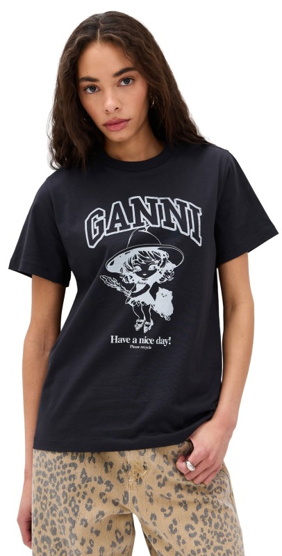 GANNI Basic Cotton Witch Relaxed T-shirt Phantom