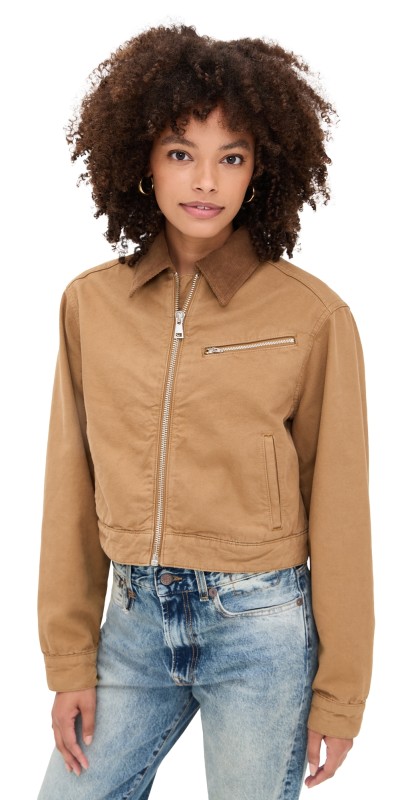 Reformation Briar Cropped Utility Jacket Tawny