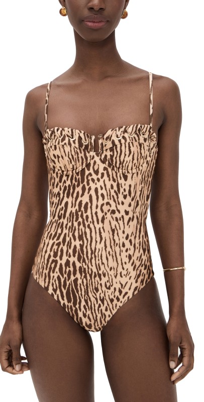 Zimmermann Cascadian Balconette One Piece Tan Leopard