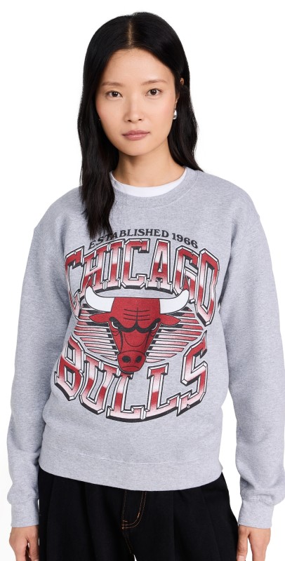 Junk Food Bulls Crew Sweatshirt Heather Grey