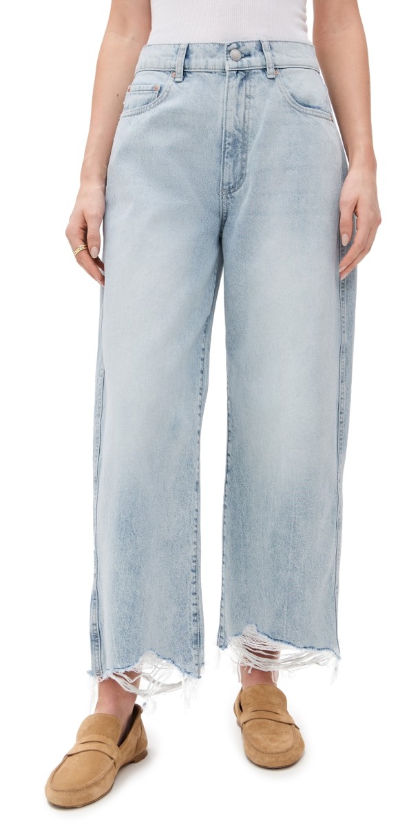 DL1961 Taylor Barrel Ultra High Rise Ankle Jeans Crystal Lake Distressed