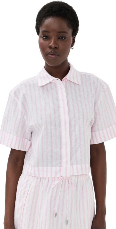 SIMKHAI Ryett Cropped Shirt Sorbet Stripe